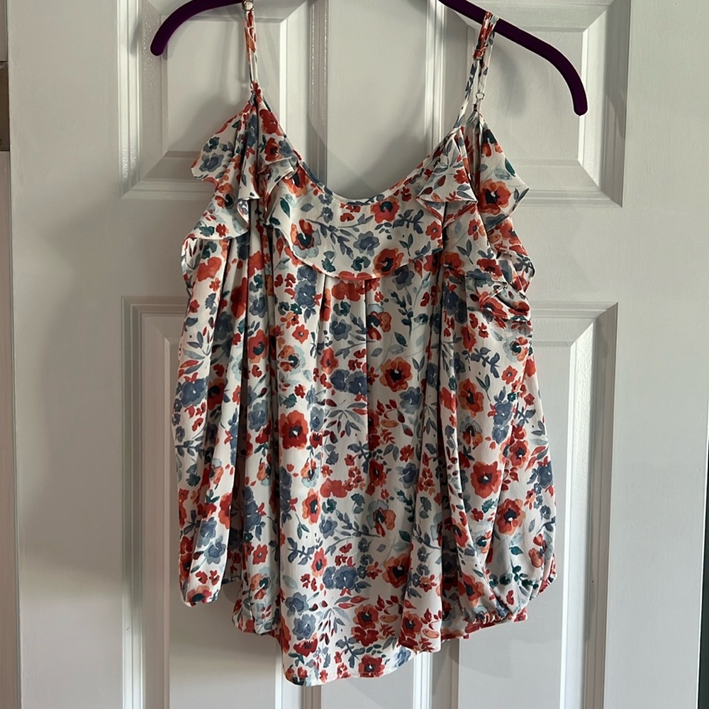 Long sleeve open shoulder Joie blouse size large